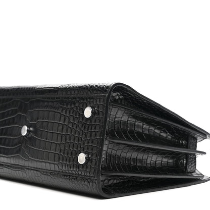 Saint Laurent Calfskin Crocodile Embossed Baby Sac De Jour Black 10 of 15