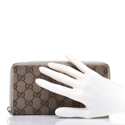 Gucci Monogram Metal Bar Zip Around Wallet Beige Ebony Off White 2 of 35