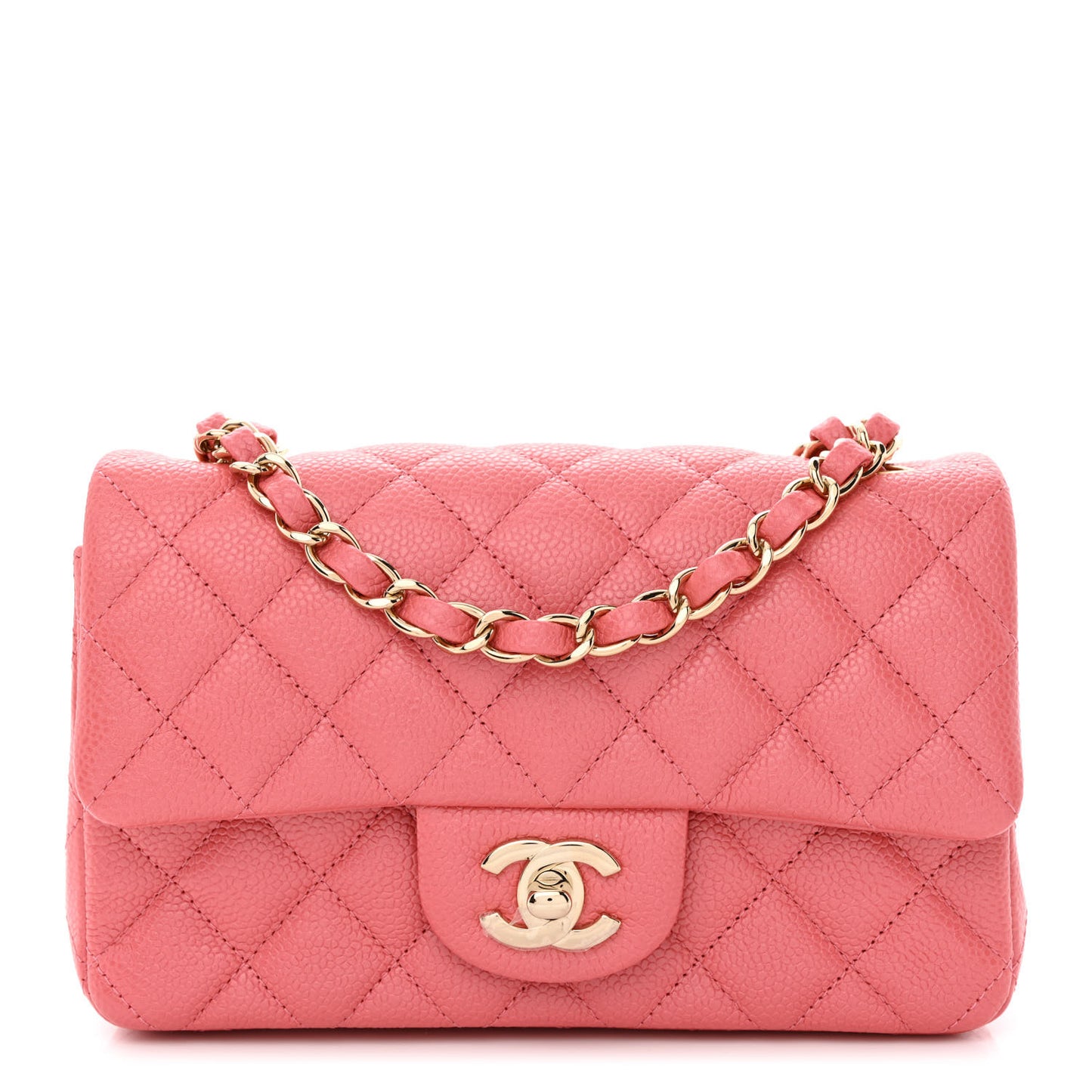 Caviar Quilted Mini Rectangular Flap Dark Pink