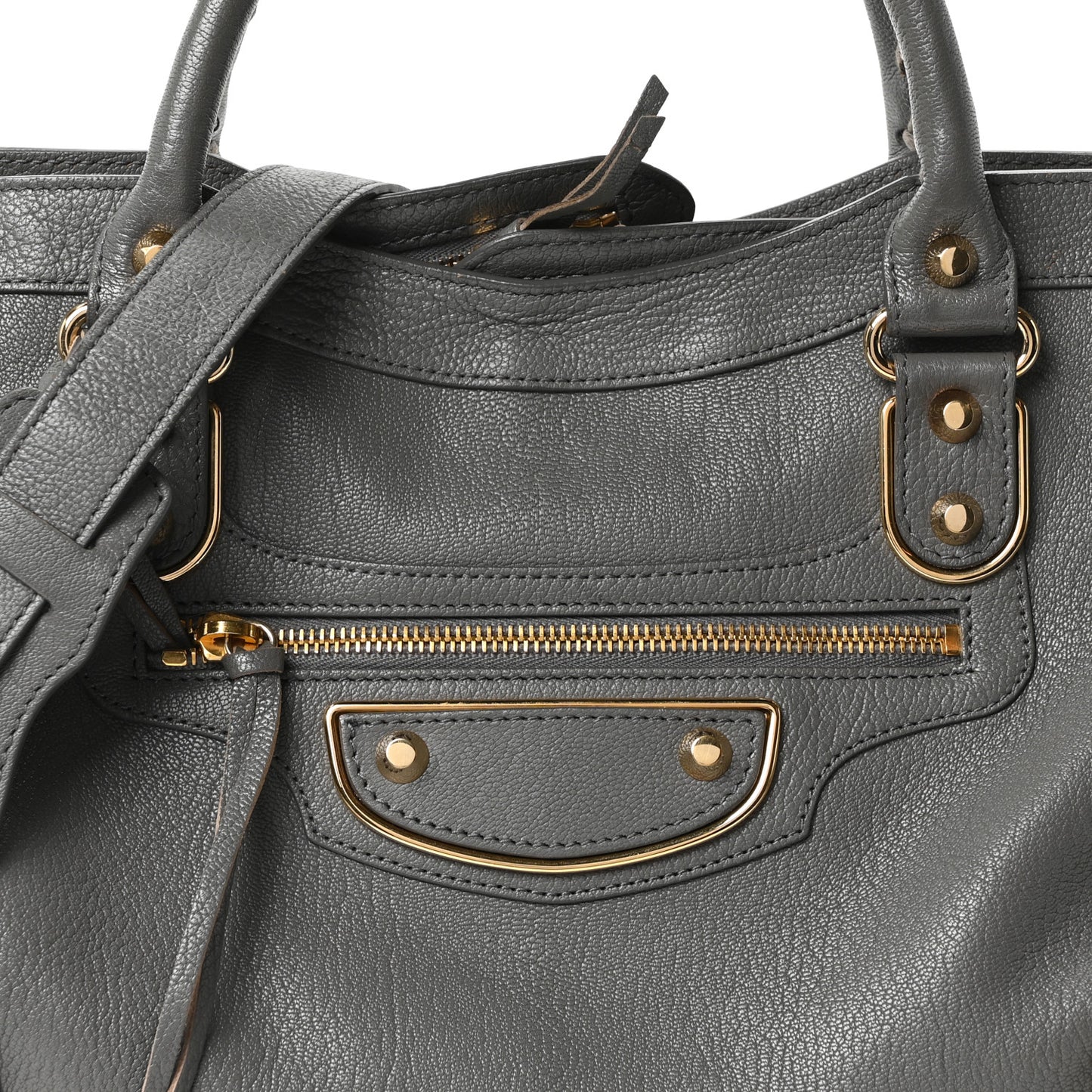 Chevre Gold Metallic Edge Hardware City Gris Acier