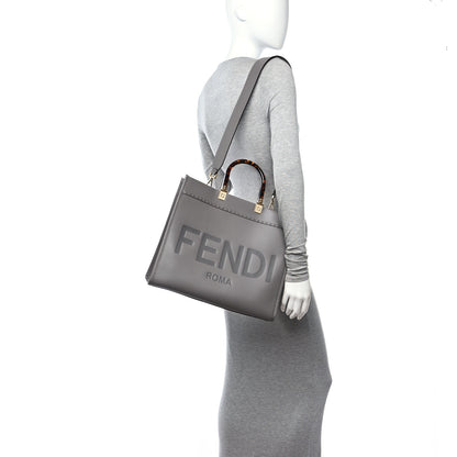 Fendi Vitello King Plexiglass Logo Embossed Medium Fendi Sunshine Shopper Tote Moon 2 of 14