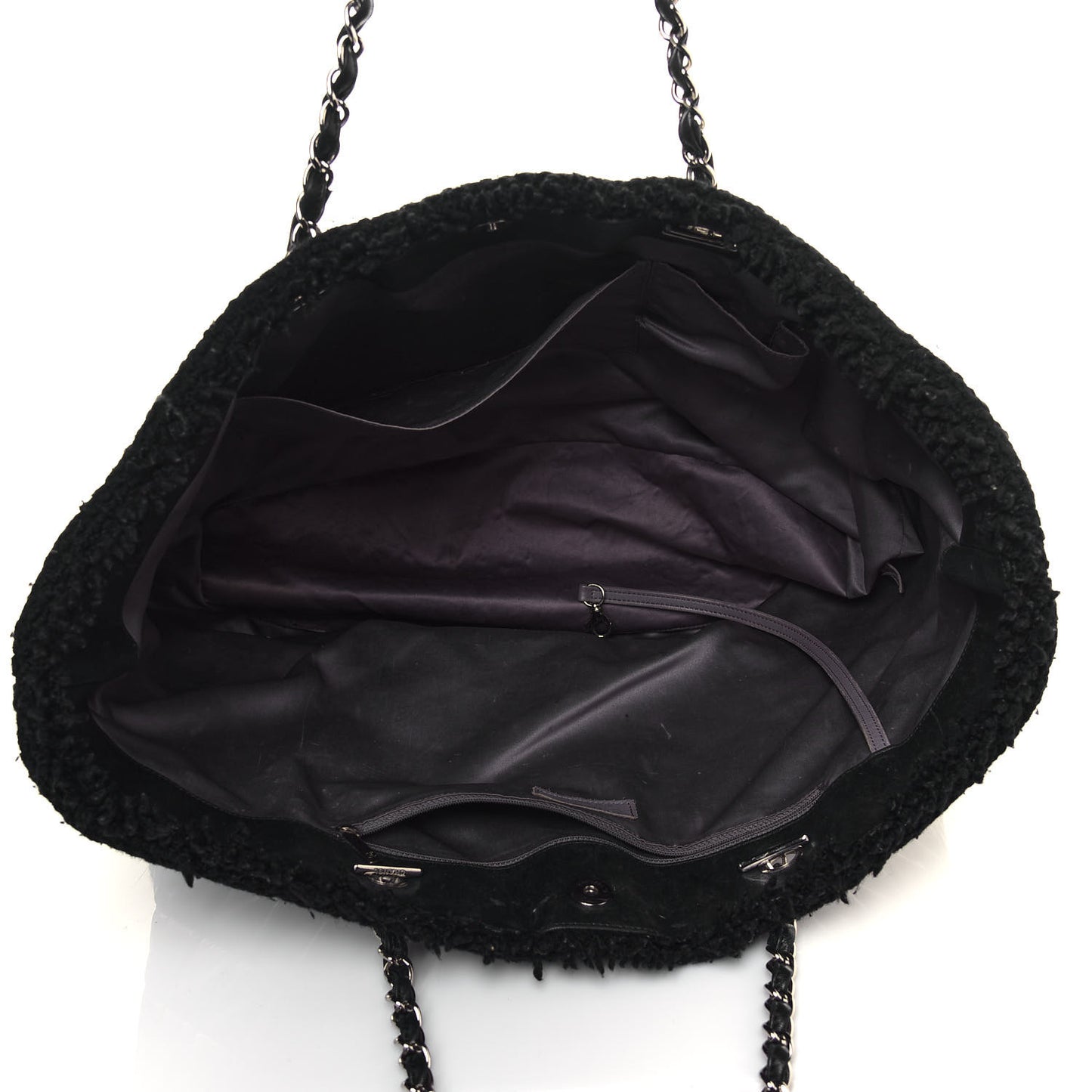 Vinyl Quilted Large Funny Tweed Tote Black