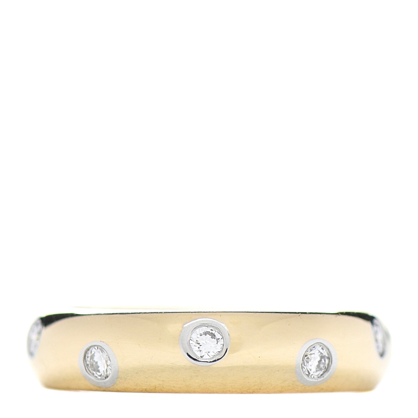 18K Yellow Gold Platinum 4mm Diamond Etoile Band Ring 47 4.25