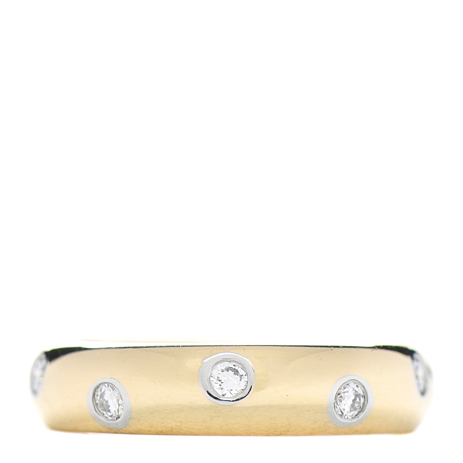 Tiffany 18K Yellow Gold Platinum 4mm Diamond Etoile Band Ring 47 4.25 1 of 6