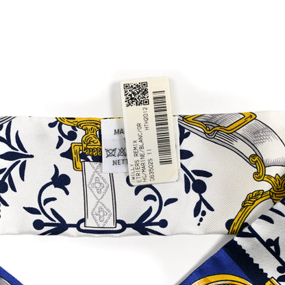 Hermes Silk Etriers Remix Twilly Marine White Or 4 of 4