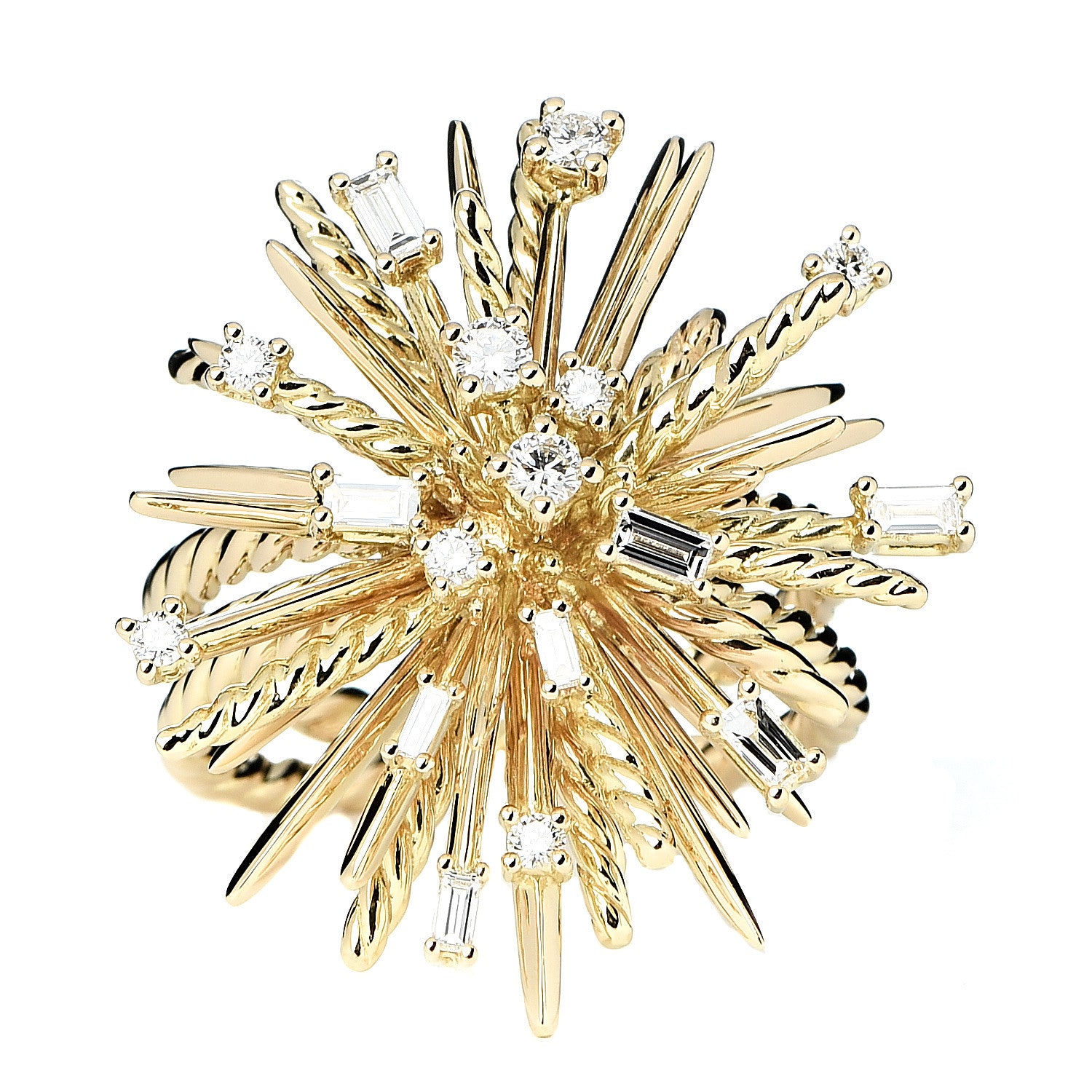 David Yurman 18K Yellow Gold Diamond Supernova Ring 54 6.75 1 of 5