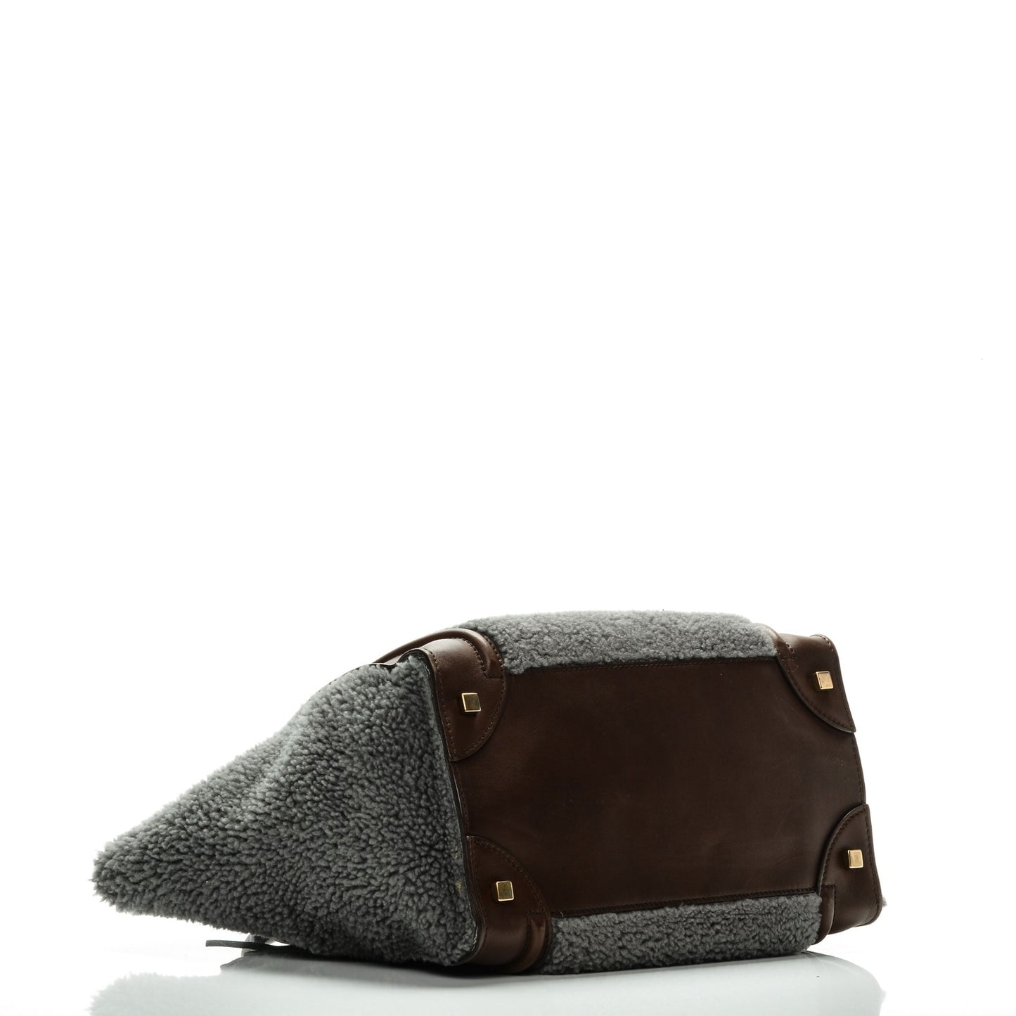 Smooth Calfskin Shearling Mini Luggage Grey
