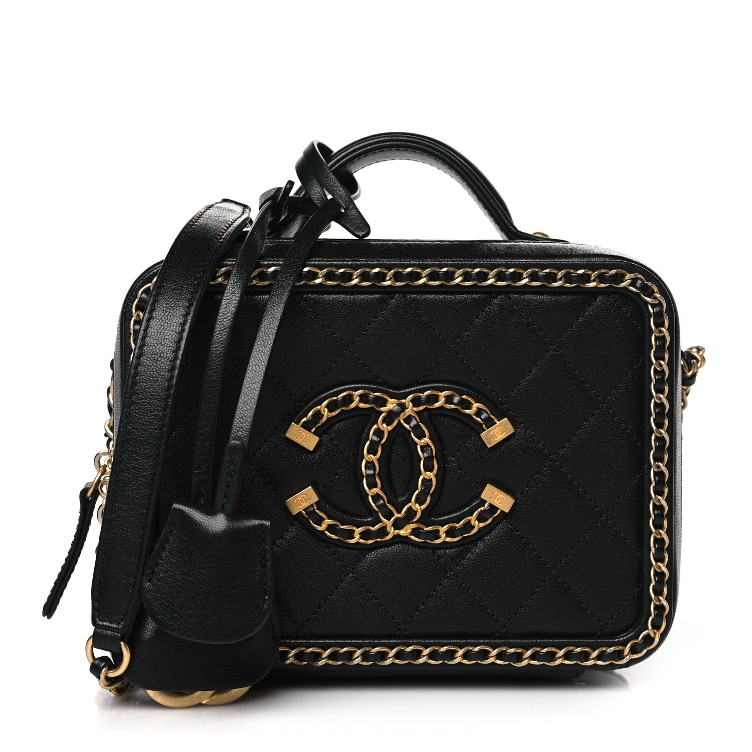 Chanel Goatskin Quilted Small CC Filigree Vanity Case Black 1 of 10