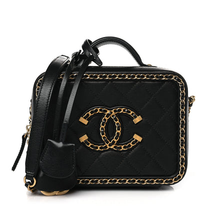 Chanel Goatskin Quilted Small CC Filigree Vanity Case Black 1 of 10