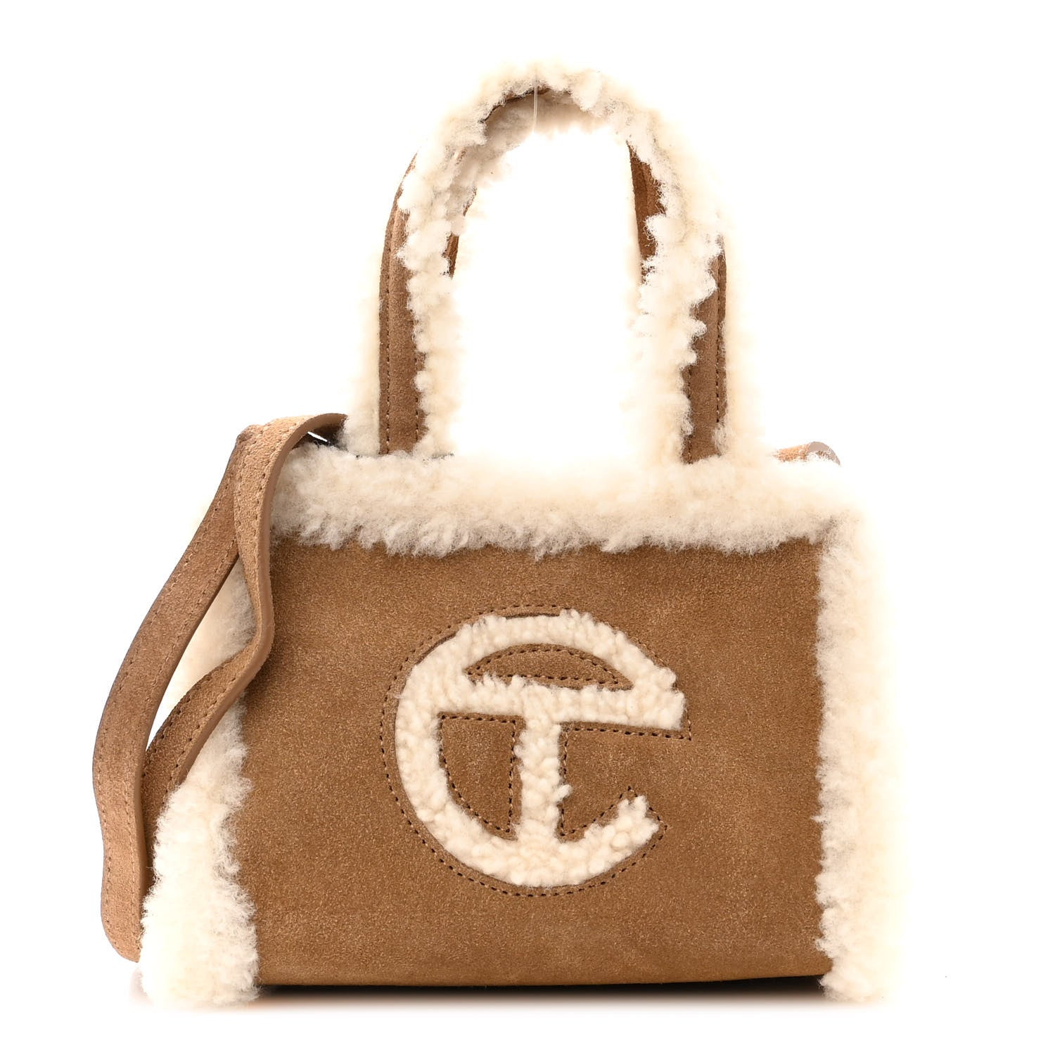Telfar X UGG Suede Shearling Small Shopping Bag Chestnut 1 of 9
