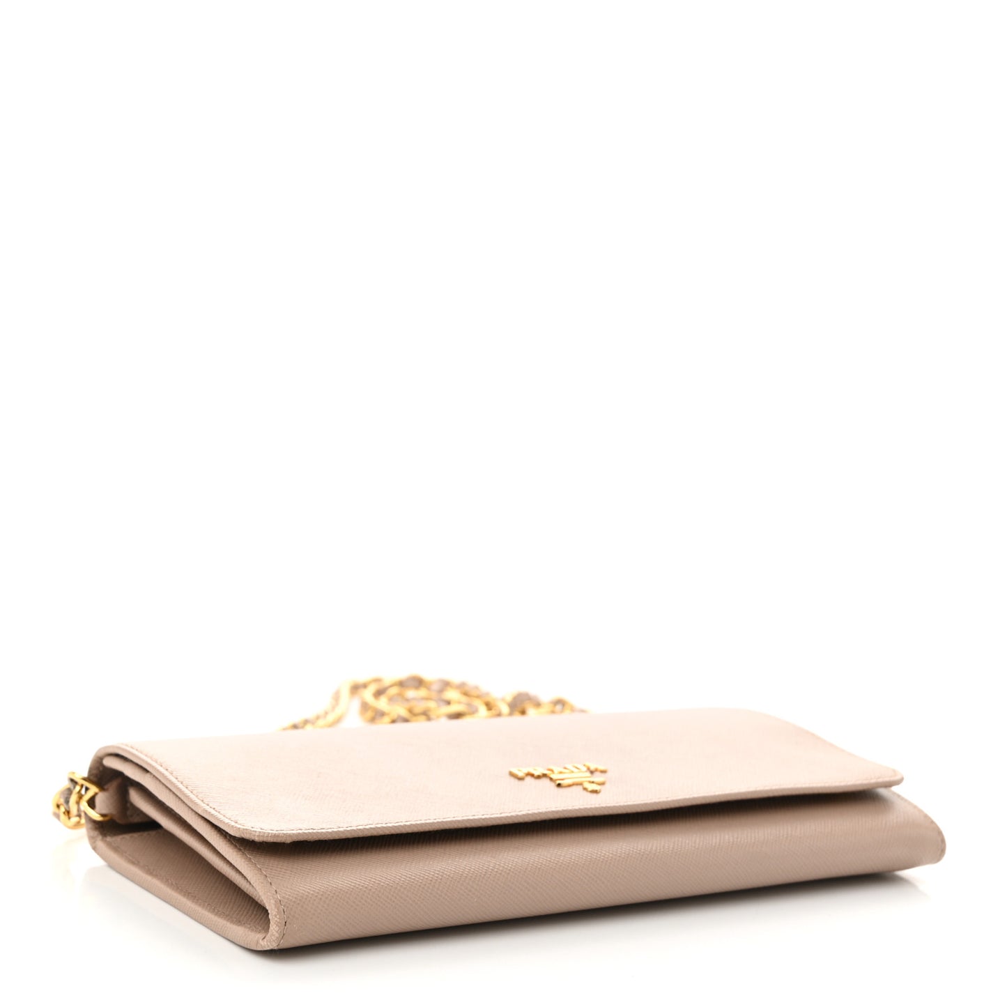 Saffiano Metal Oro Chain Wallet Cammeo