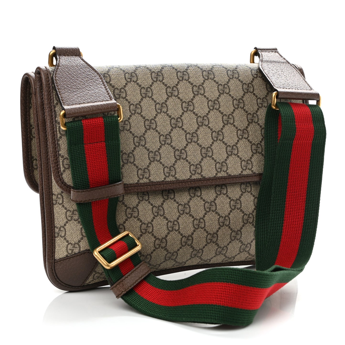 GG Supreme Monogram Web Neo Vintage Double Flap Messenger Bag Beige New Acero