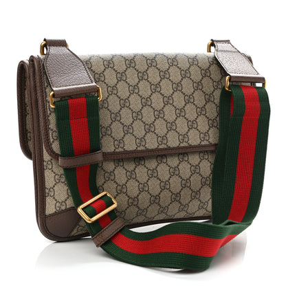 Gucci GG Supreme Monogram Web Neo Vintage Double Flap Messenger Bag Beige New Acero 3 of 12