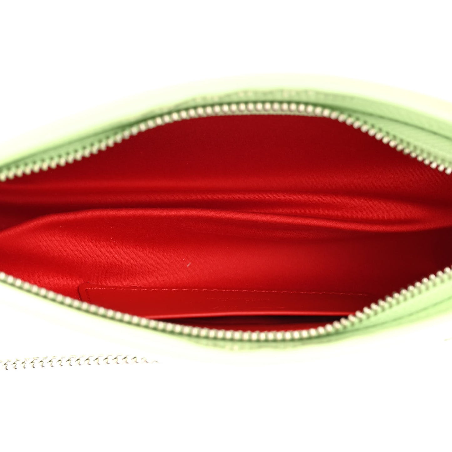 Patent Small Loubi Twist Zip Chain Clutch Bag Studio Green