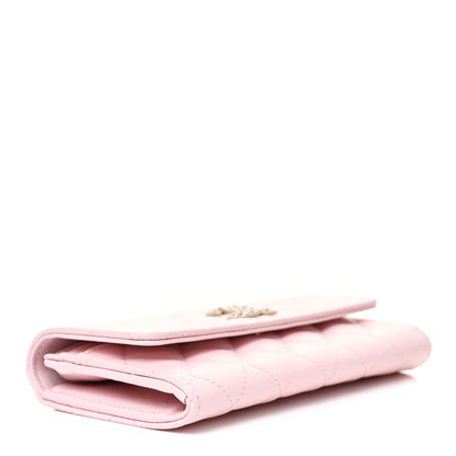 Chanel Caviar Quilted Crystal CC Large Gusset Flap Wallet Pink 4 of 11