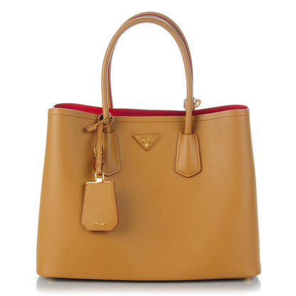 Prada Saffiano Cuir Large Double Bag Caramel 1 of 7