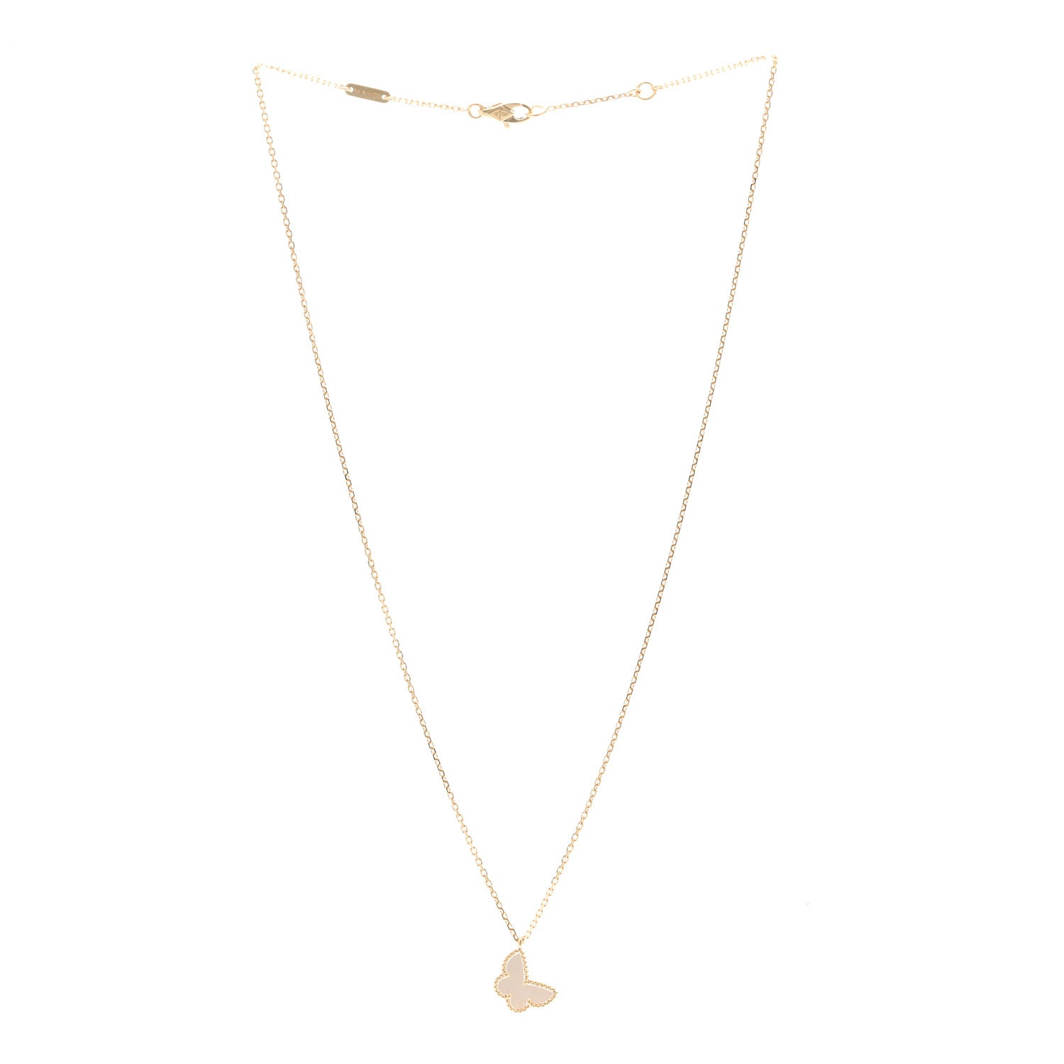Van Cleef & Arpels 18K Yellow Gold Mother of Pearl Sweet Alhambra Butterfly Pendant Necklace 3 of 6