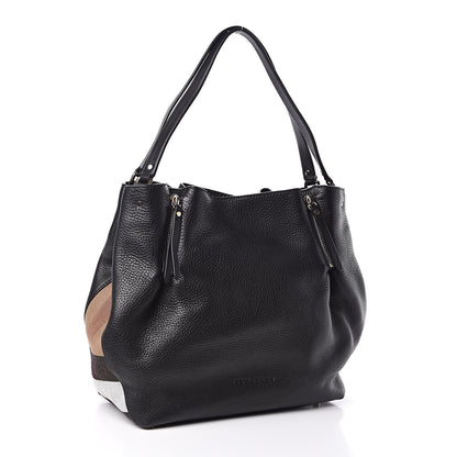 Burberry Grainy Calfskin House Check Medium Maidstone Black 2 of 10