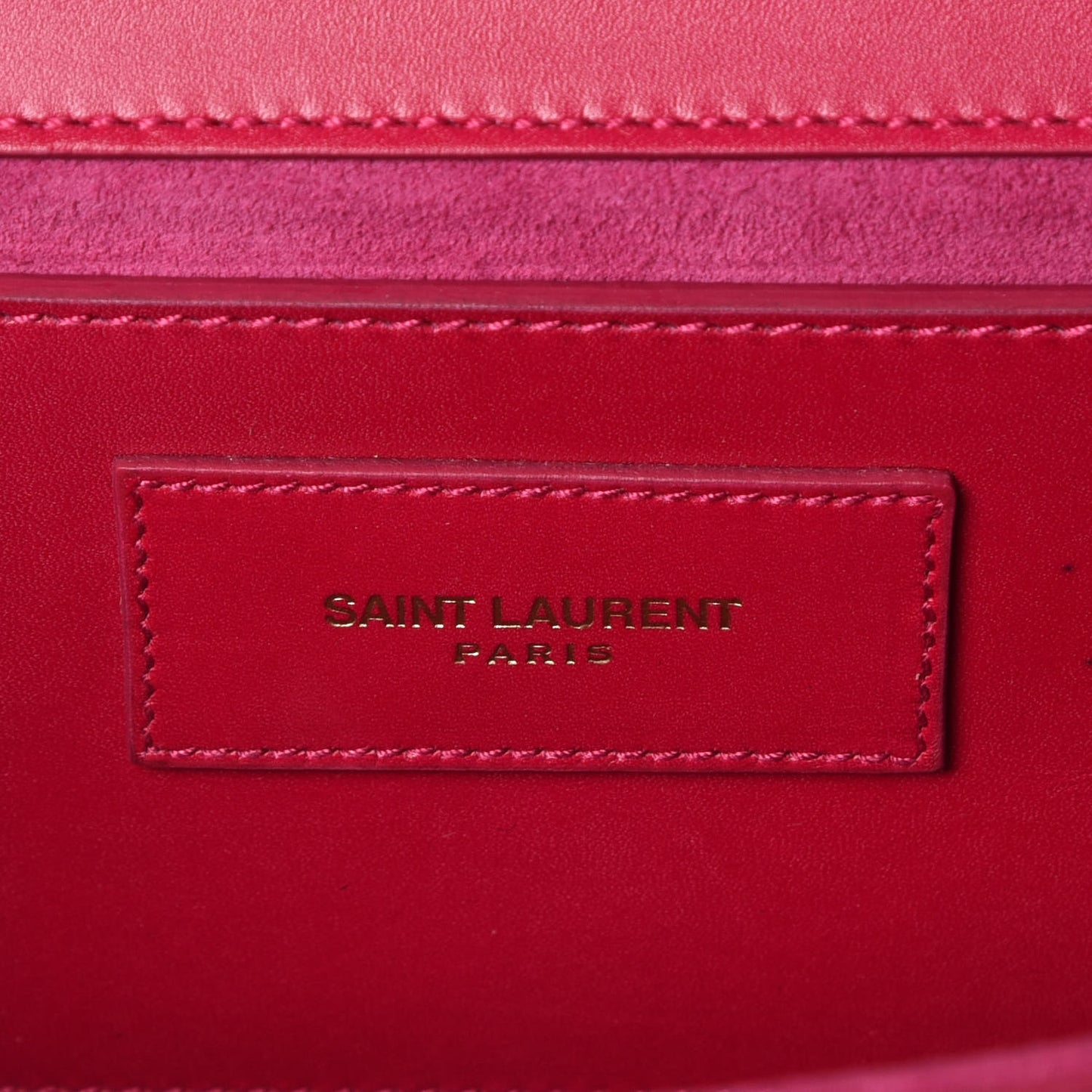 Patent Grain de Poudre Lutetia Flap Clutch Fuchsia