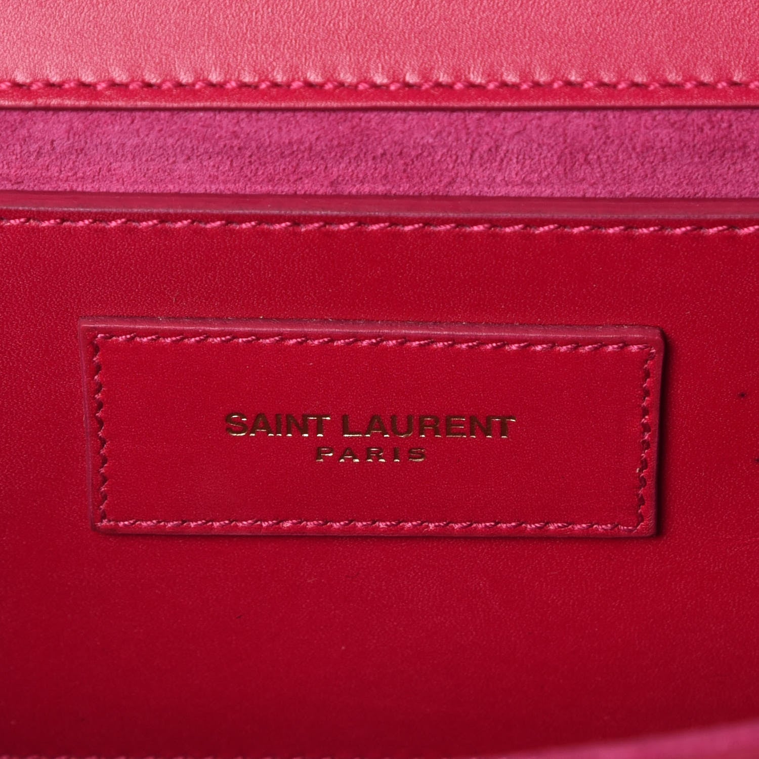 Saint Laurent Patent Grain de Poudre Lutetia Flap Clutch Fuchsia 6 of 13