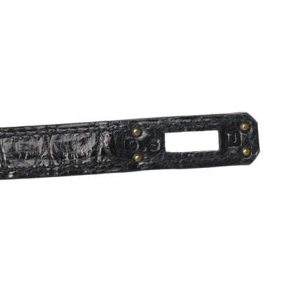 Hermes Shiny Niloticus Crocodile Kelly Pochette Black 7 of 11