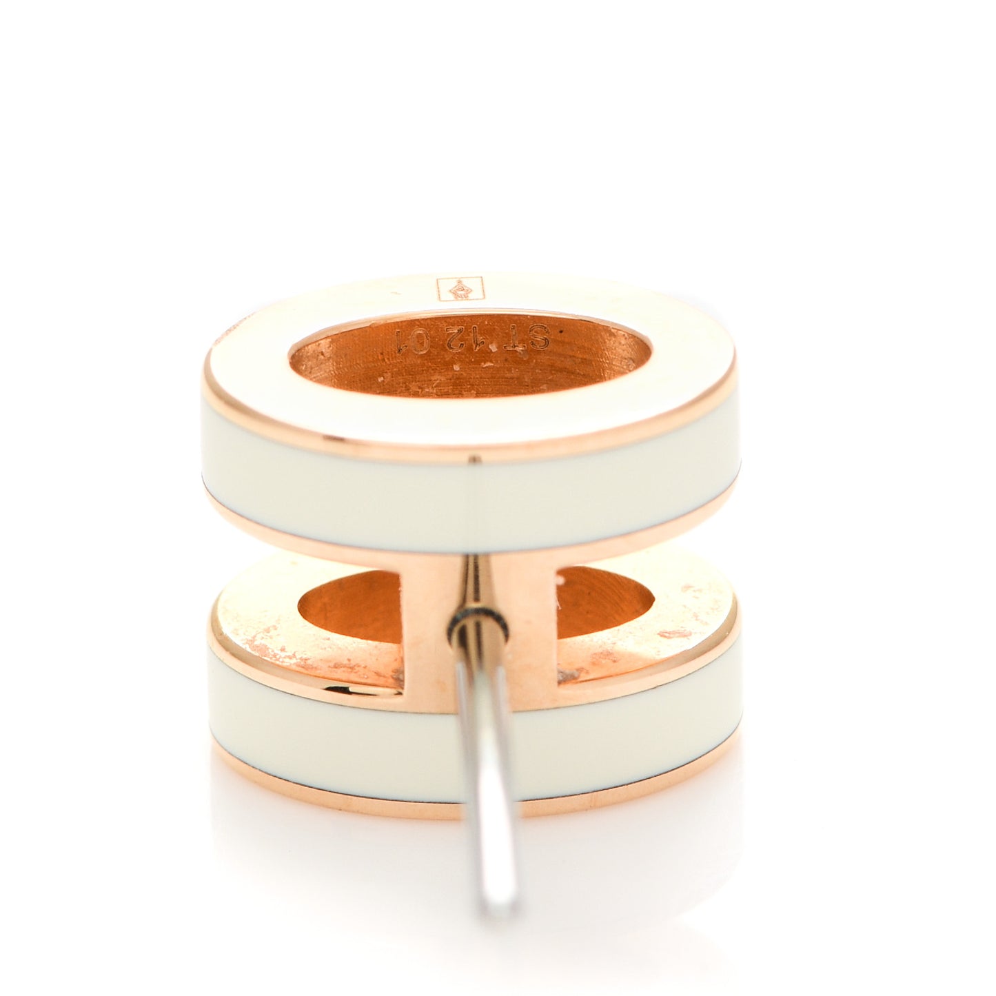 Rose Gold Lacquered Mini Pop H Earrings White