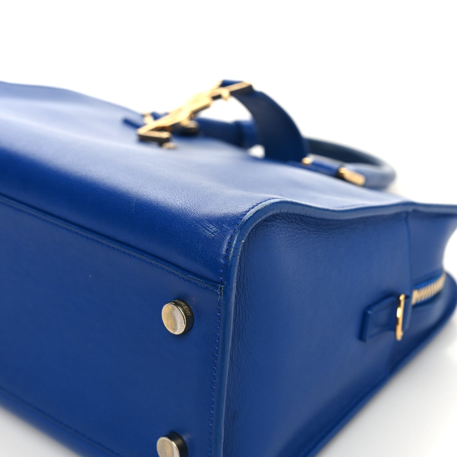 Saint Laurent Calfskin Small Monogram Cabas Blue Majorelle 10 of 16