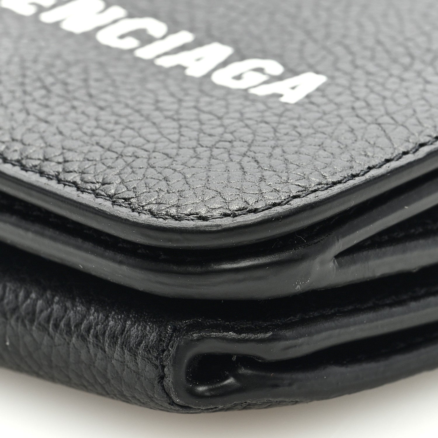 Balenciaga Grained Calfskin Logo Mini Cash Wallet On Chain Black White 9 of 9