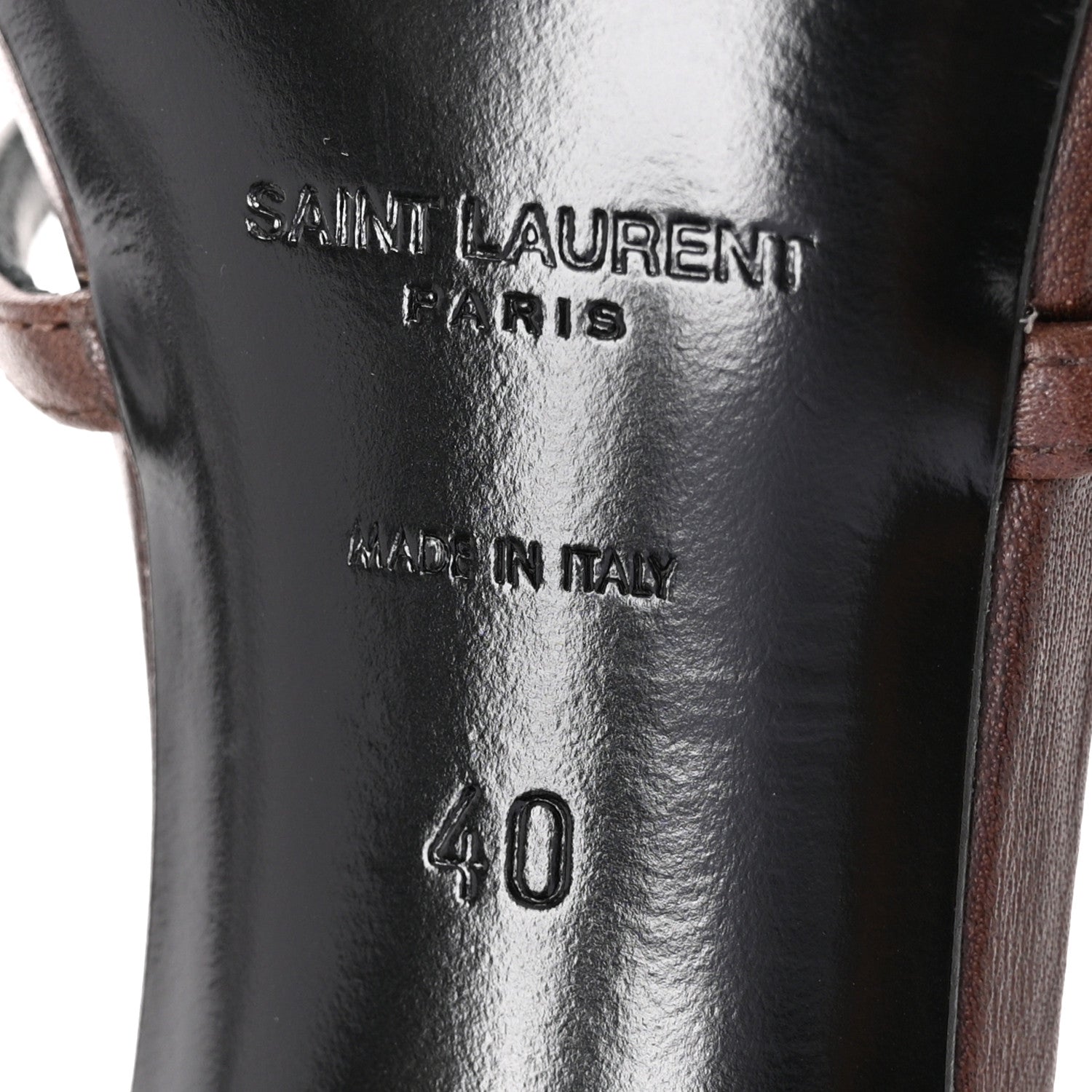 Saint Laurent Calfskin Cassandra 100 Ankle Strap Sandals 40 Moro 8 of 12