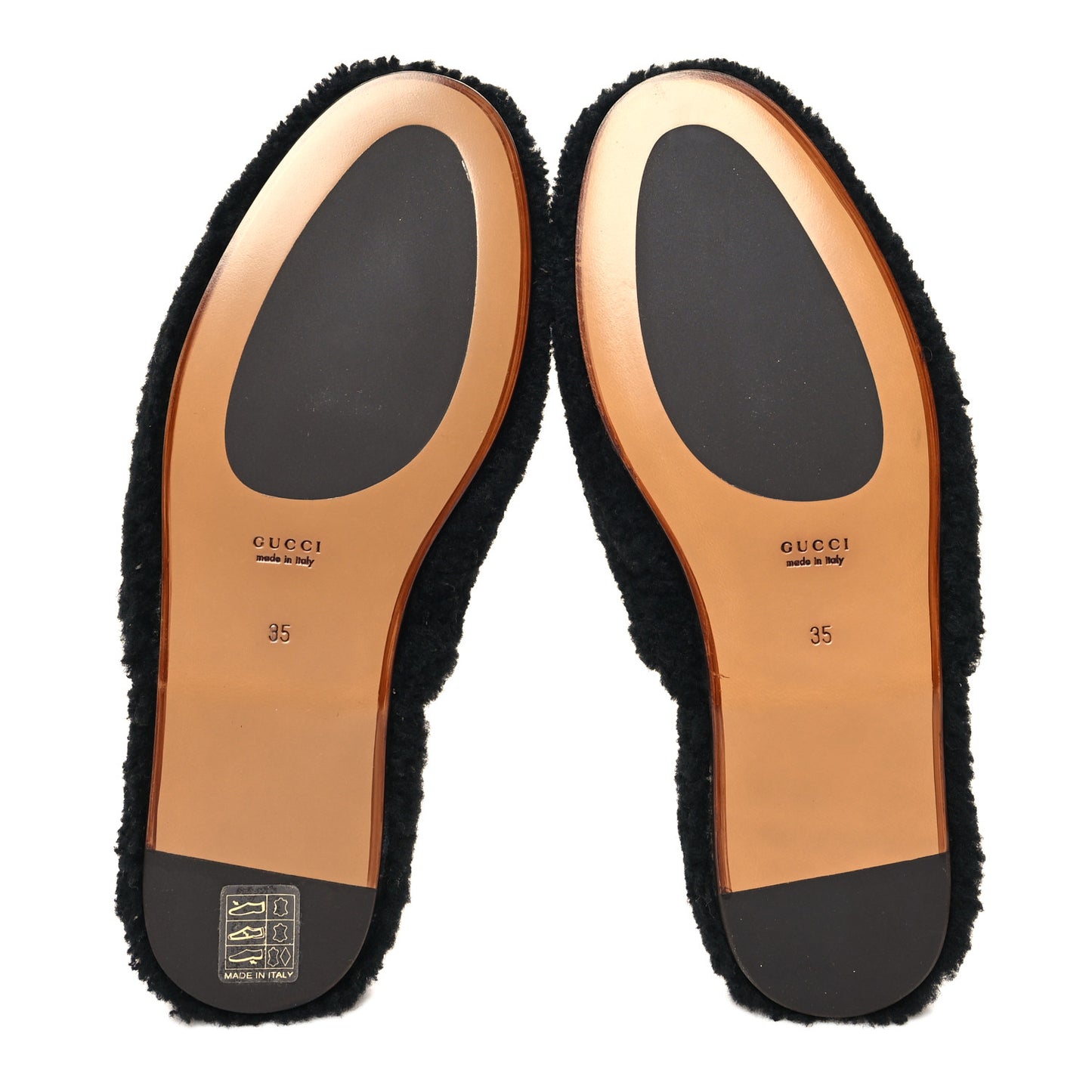 Shearling Interlocking G Womens Eileen Slippers 35 Black Butterscotch