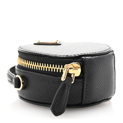 Prada Saffiano Triangle Logo Mini Pouch with Handle Black 4 of 7