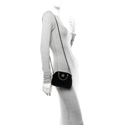 Chanel Velvet Quilted Shiny Coco Clutch With Chain Black 2 of 11