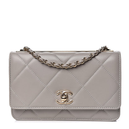 Chanel Lambskin Quilted Trendy CC Wallet On Chain WOC Grey 1 of 12