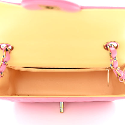 Chanel Lambskin Quilted Mini Rectangular Flap Pink Yellow 5 of 11