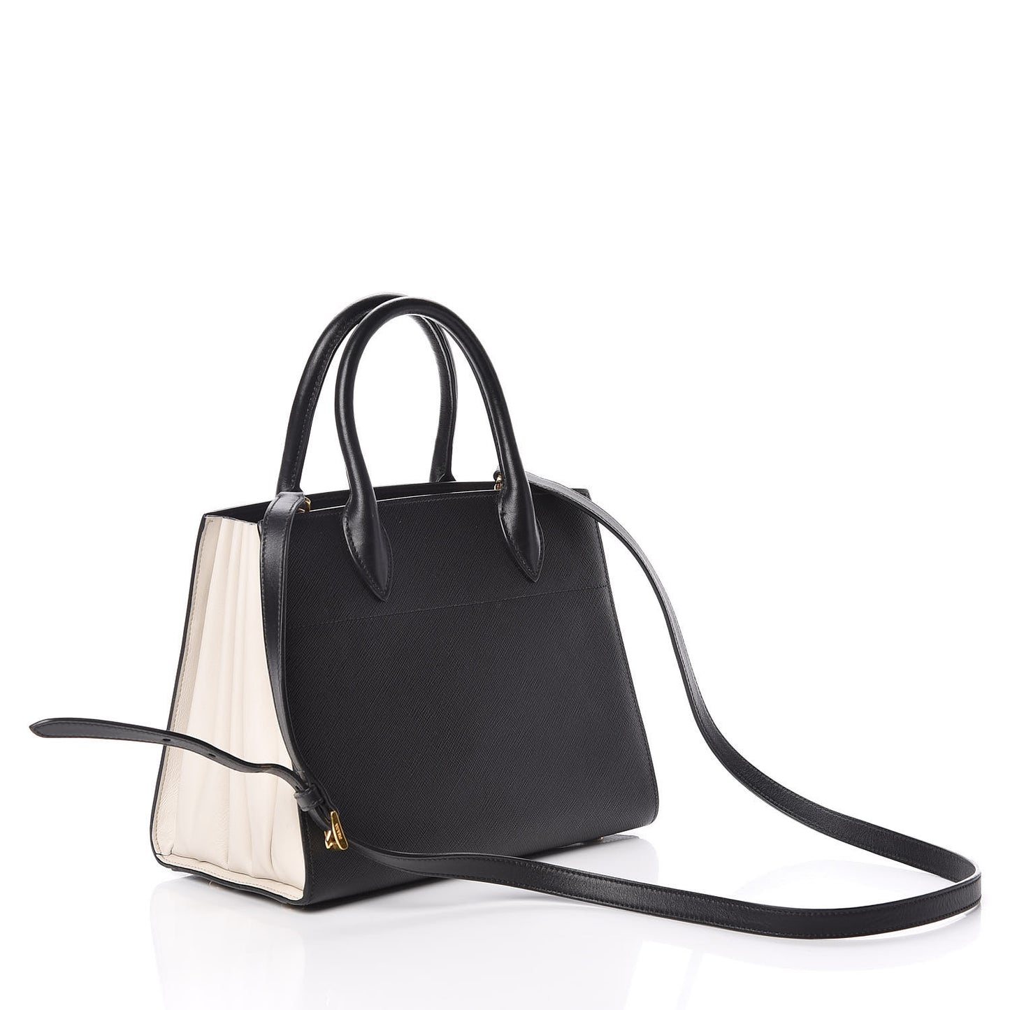 Saffiano City Calfskin Small Bibliothèque Top Handle Black Talco