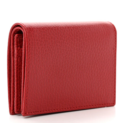 Gucci Pebbled Calfskin GG Marmont Card Case Hibiscus Red 3 of 7