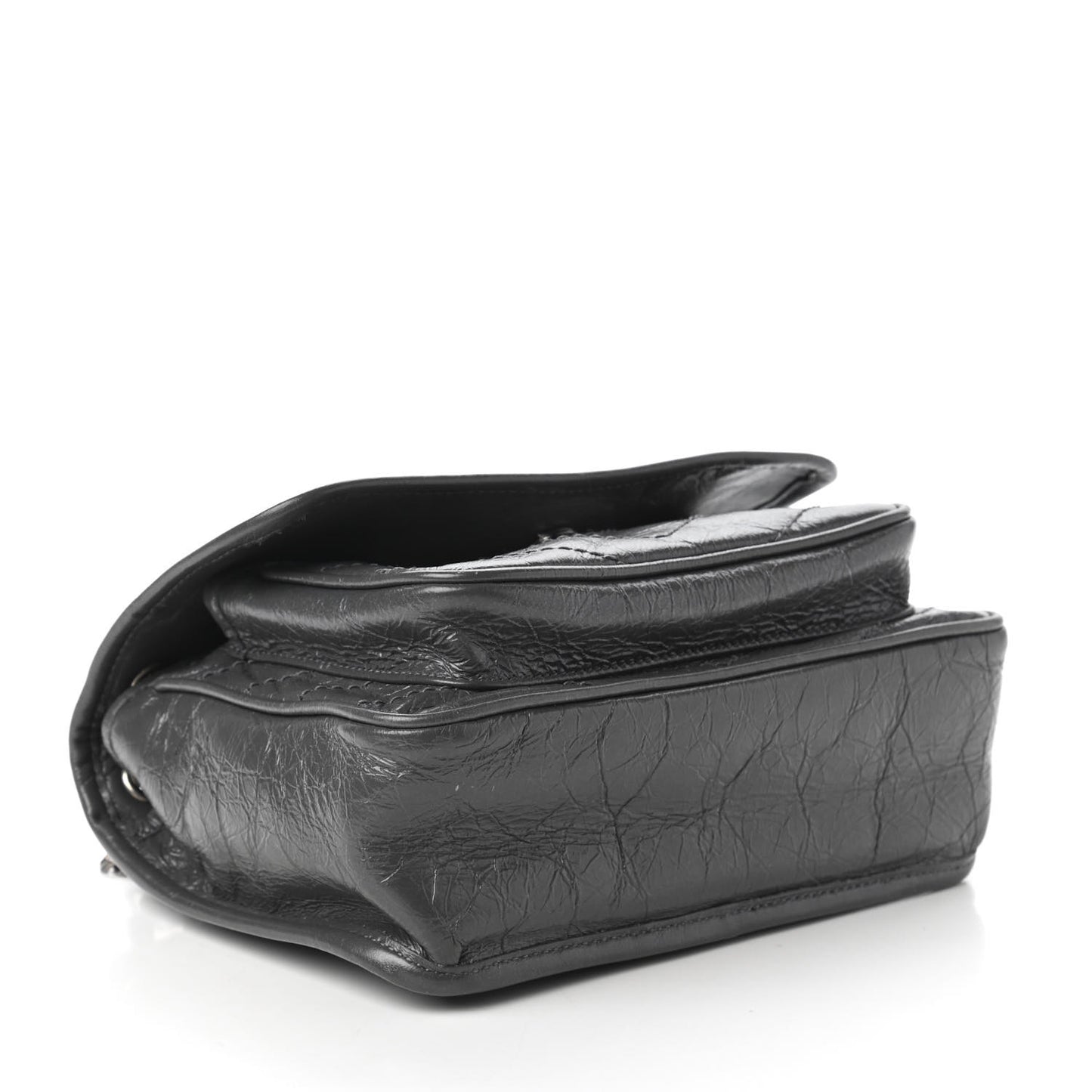 Crinkled Calfskin Matelasse Monogram Baby Niki Chain Satchel Storm