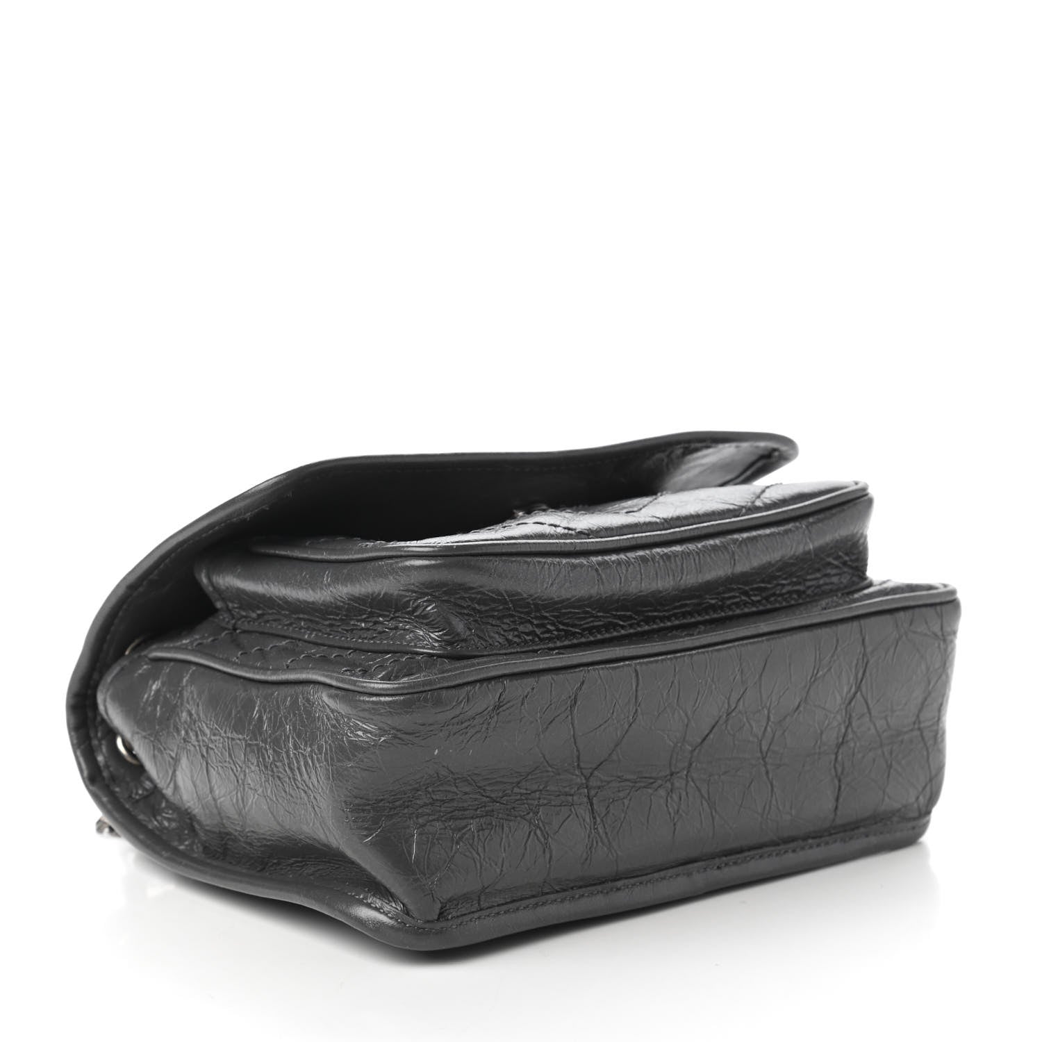Saint Laurent Crinkled Calfskin Matelasse Monogram Baby Niki Chain Satchel Storm 4 of 11