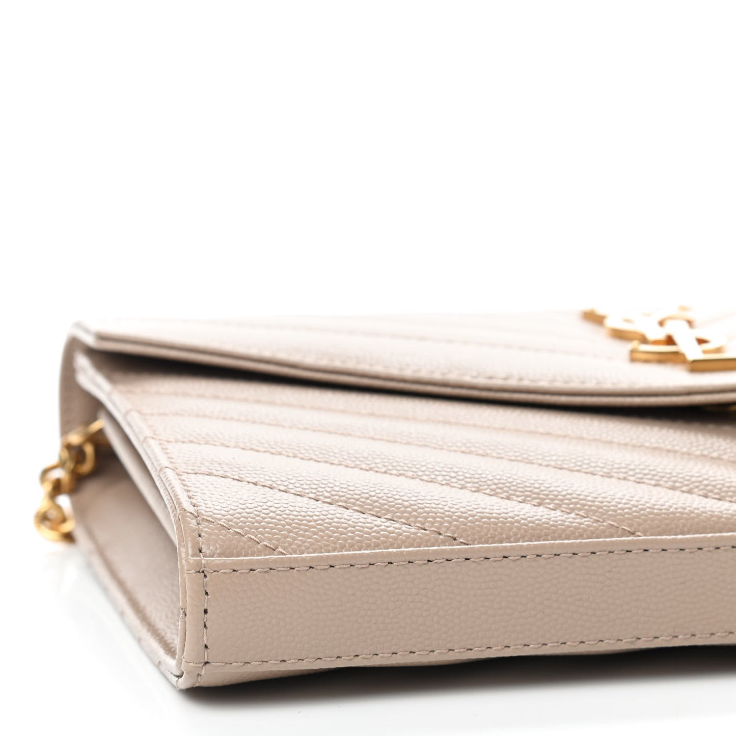 Grain De Poudre Matelasse Chevron Monogram Chain Wallet Nude Powder