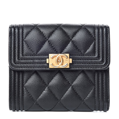 Chanel Caviar Quilted Compact Boy Wallet Black 1 of 10