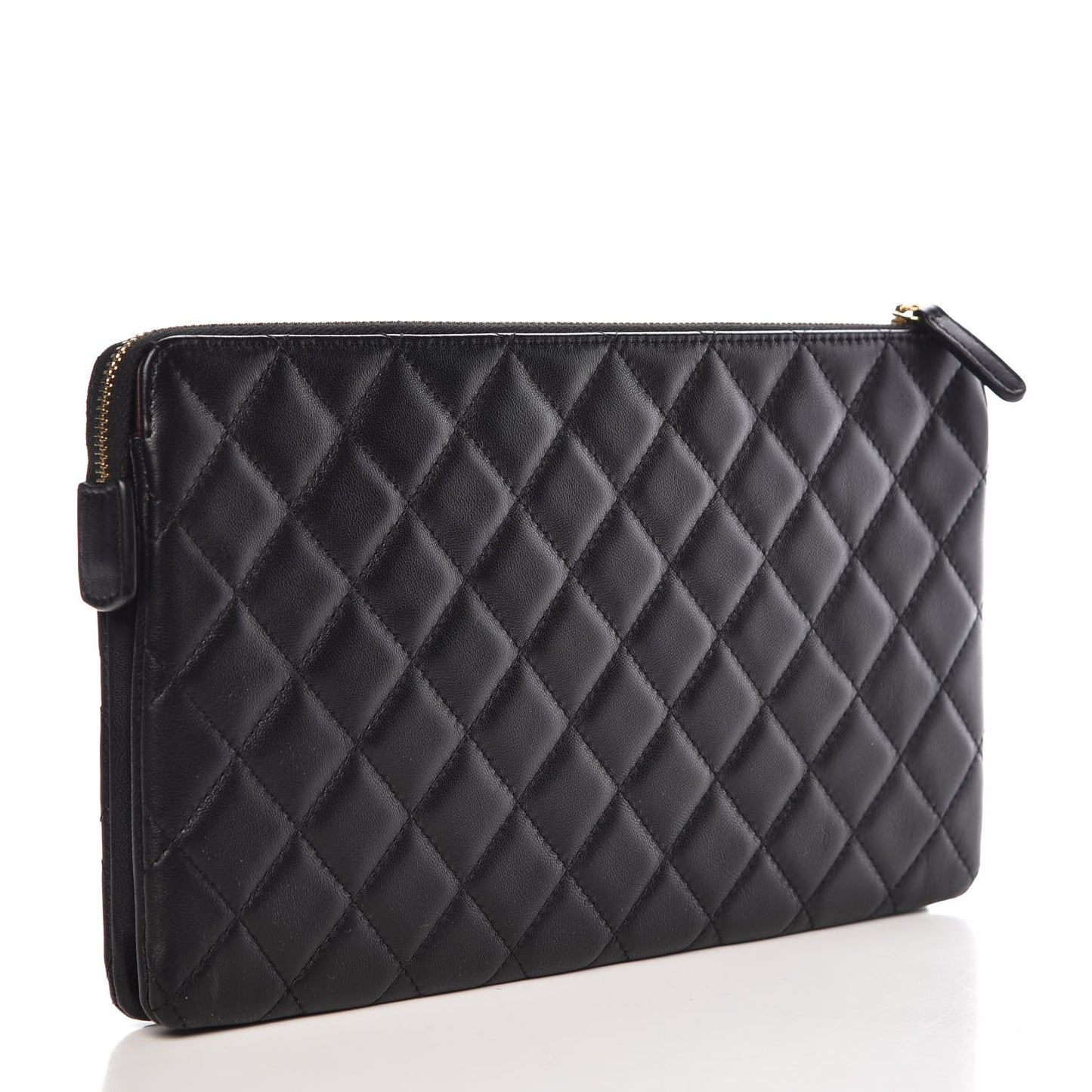 Lambskin Quilted Small Zipped Pouch Black