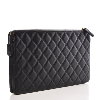 Chanel Lambskin Quilted Small Zipped Pouch Black 3 of 12