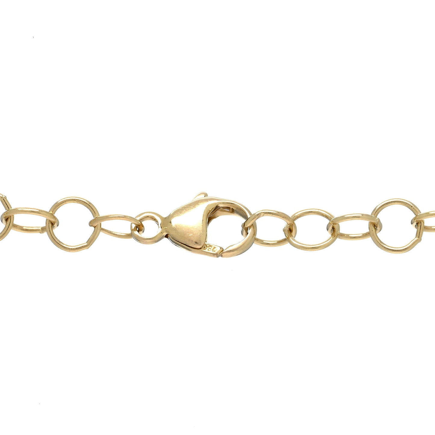 18K Yellow Gold Diamond 10mm Pave Angel Pendant Link Chain Necklace