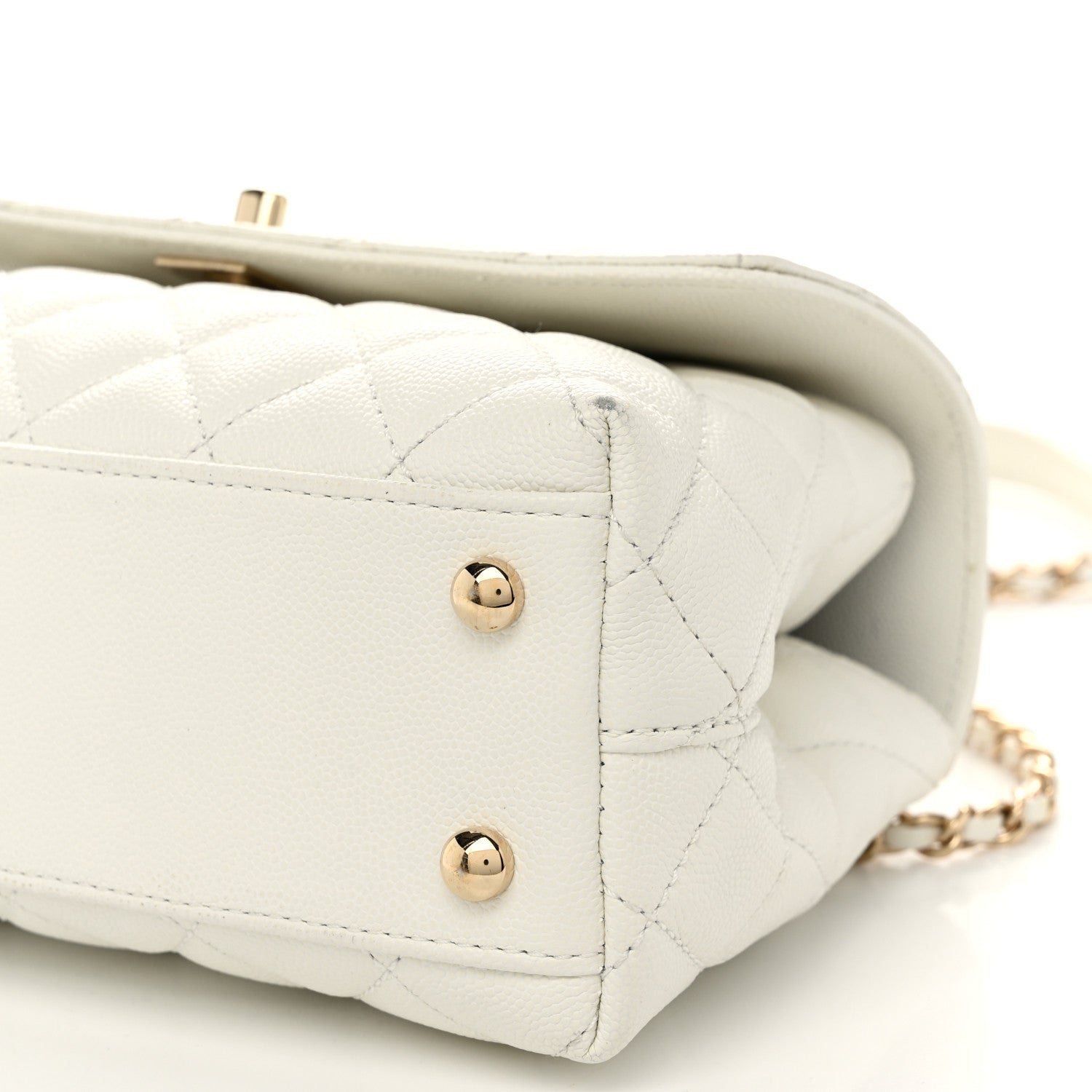 Chanel Caviar Quilted Mini Coco Handle Flap White 10 of 10