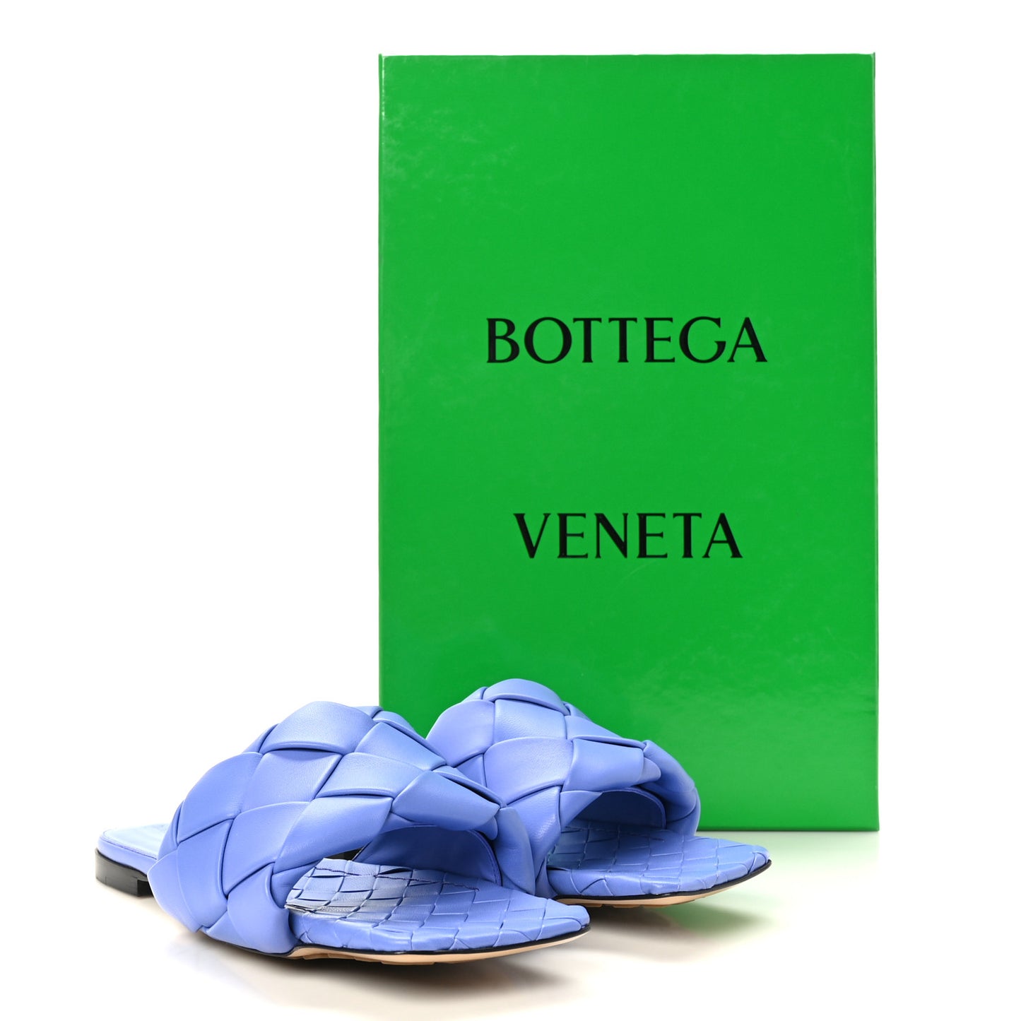 Nappa Maxi Intrecciato Lido Flat Sandals 40 Indigo