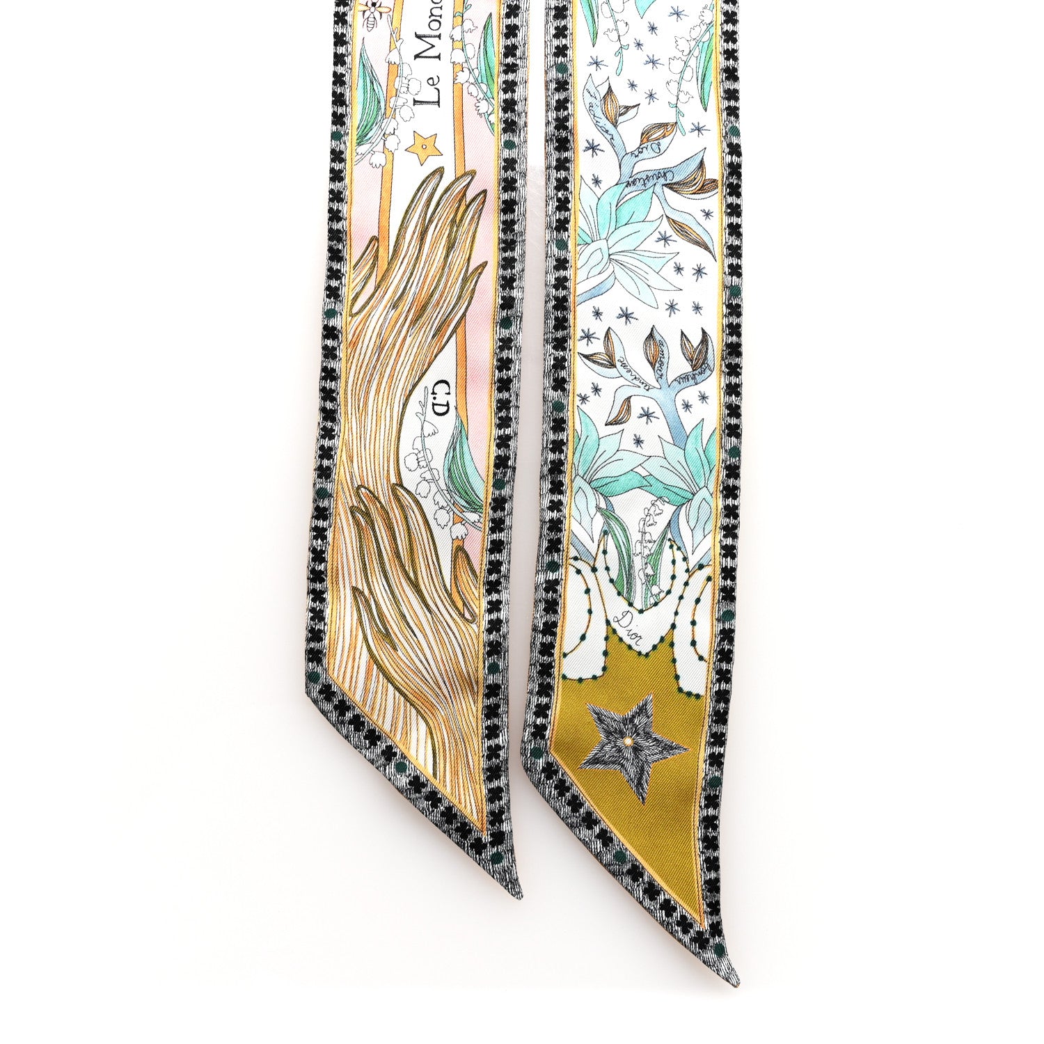 Christian Dior Silk Mitzah Le Monde Scarf White Multicolor 2 of 4
