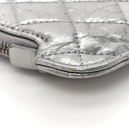 Chanel Metallic Crumpled Calfskin Quilted Large Slide Pouch Silver 10 of 13