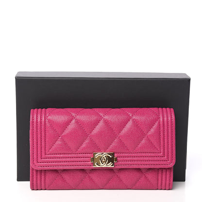 Chanel Caviar Quilted Medium Boy Flap Wallet Fuchsia 7 of 7