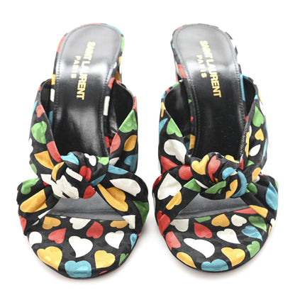 Saint Laurent Satin Heart Bianca Knotted Mule Sandals 36.5 Black Multicolor 3 of 10