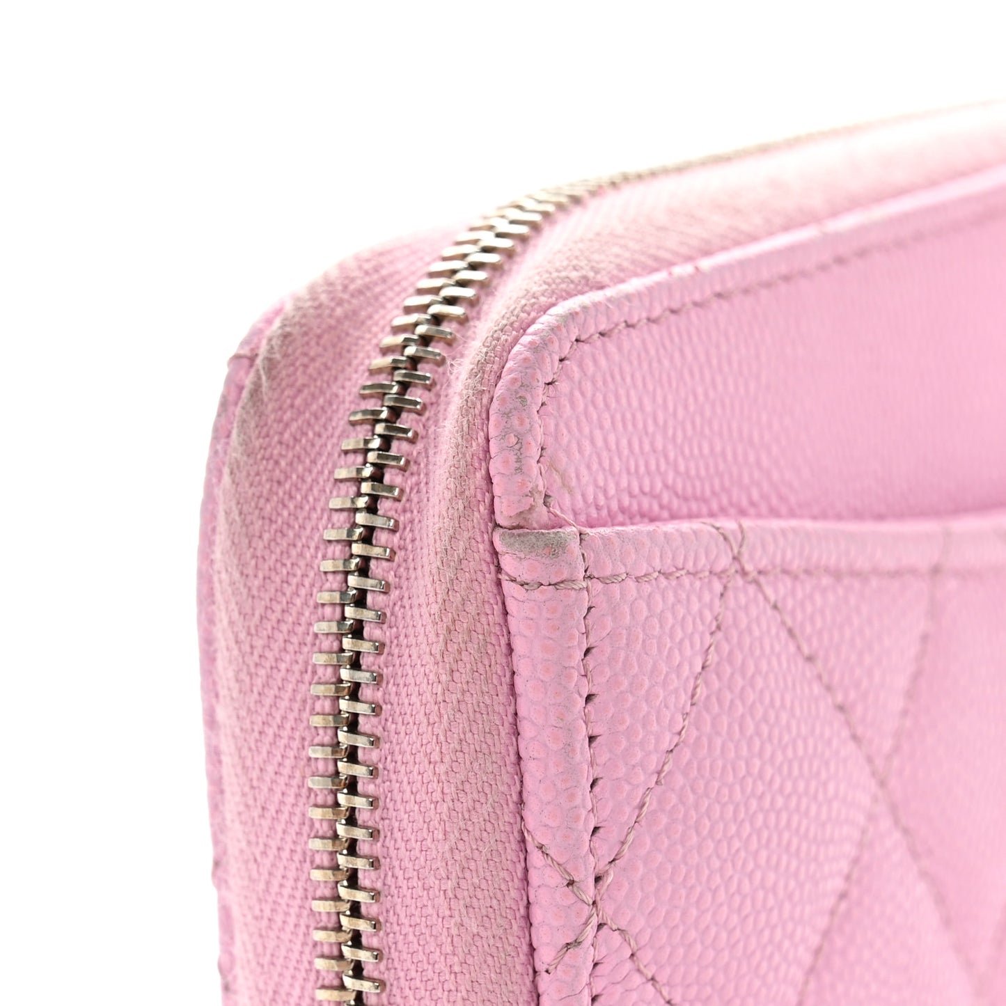 Caviar Quilted Large Gusset Zip Around Wallet Light Pink